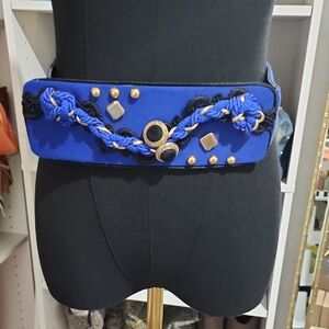 Elegant Blue Embellished Belt